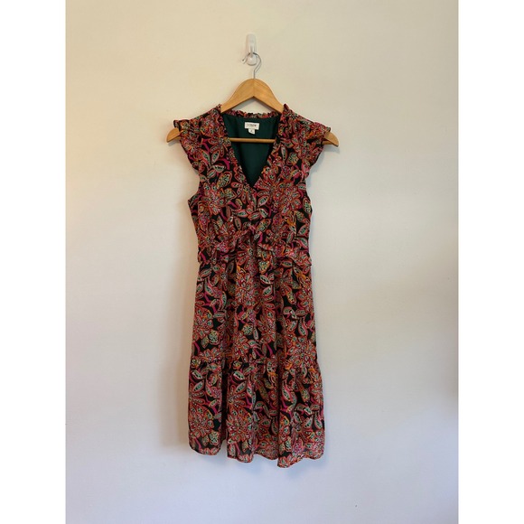 J.Crew Dresses & Skirts - J. Crew Paisley Floral Tiered Ruffle V-Neck Mini Dress | Size 2
